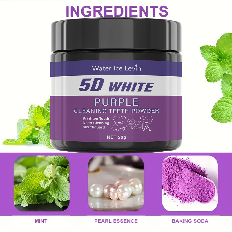 Teeth Whitening With Baking Soda - 5D 화이트 퍼플 클리닝 치약 파우더.