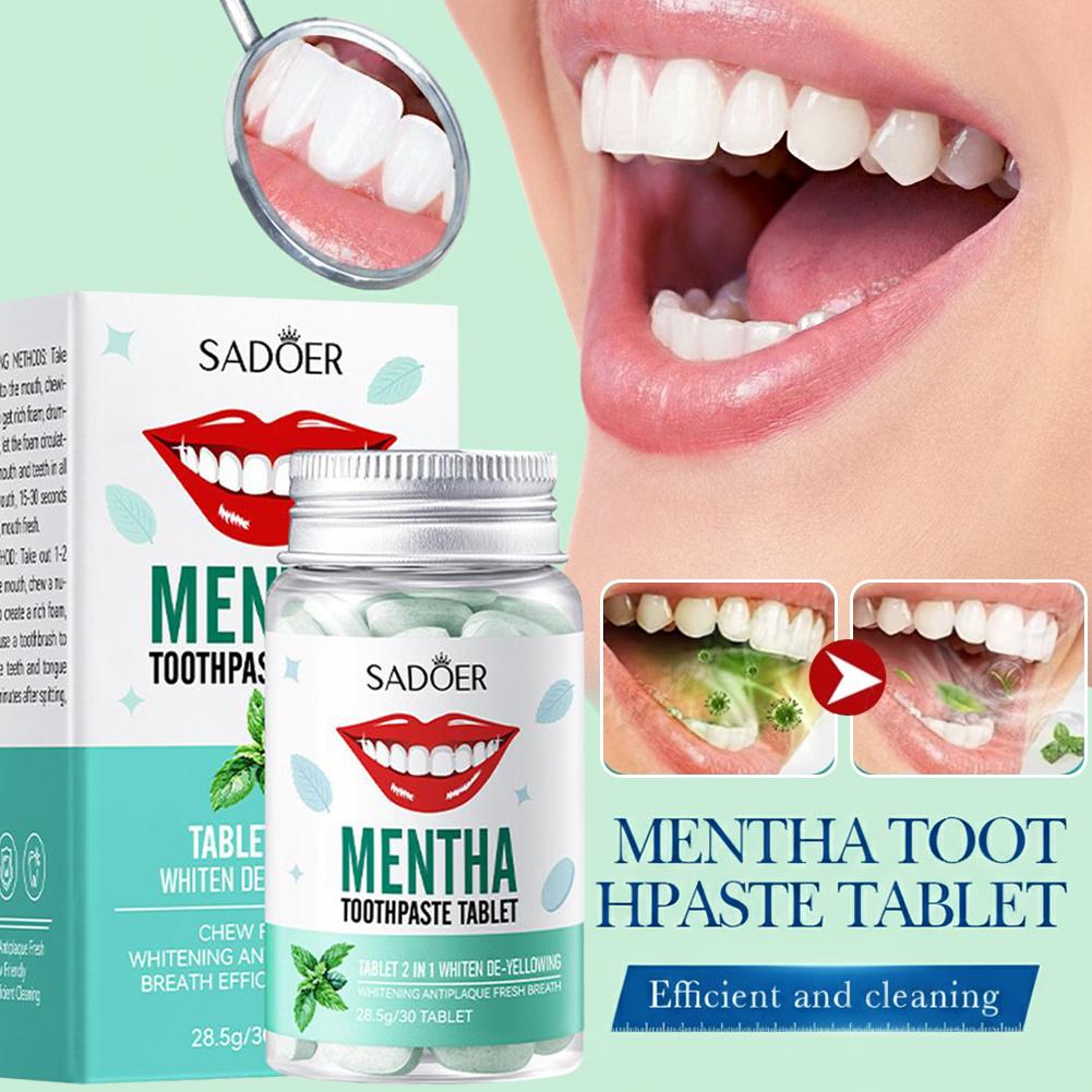 Teeth Whitening Cream - 30개입 고체 치약 타블렛 치아 미백
