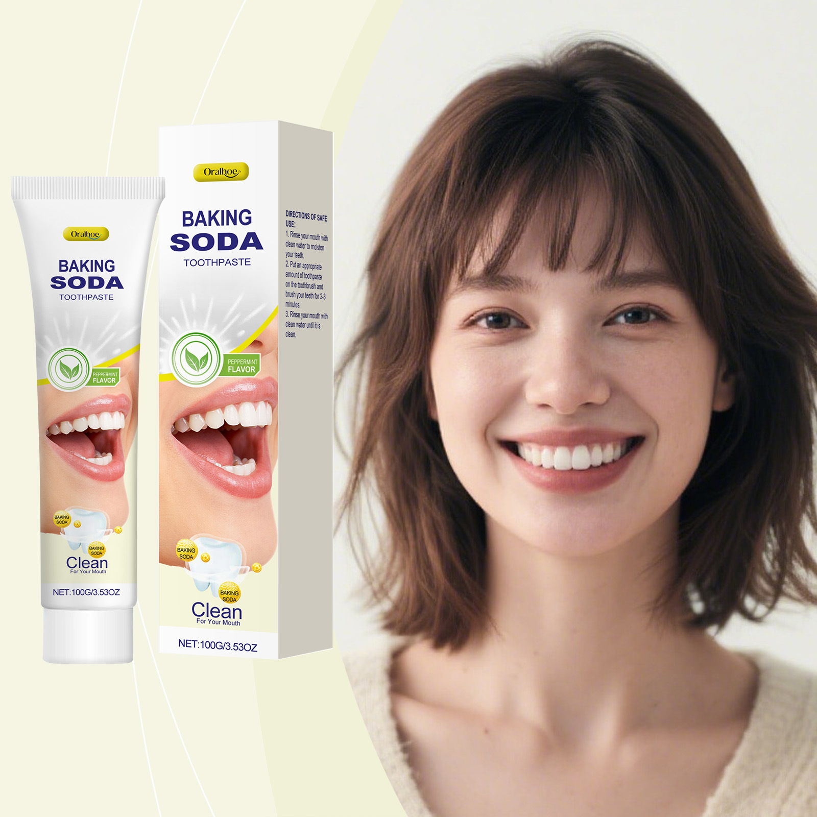 Teeth Whitening With Baking Soda - 100g 오랄호 베이킹소다 미백 치약, 누런