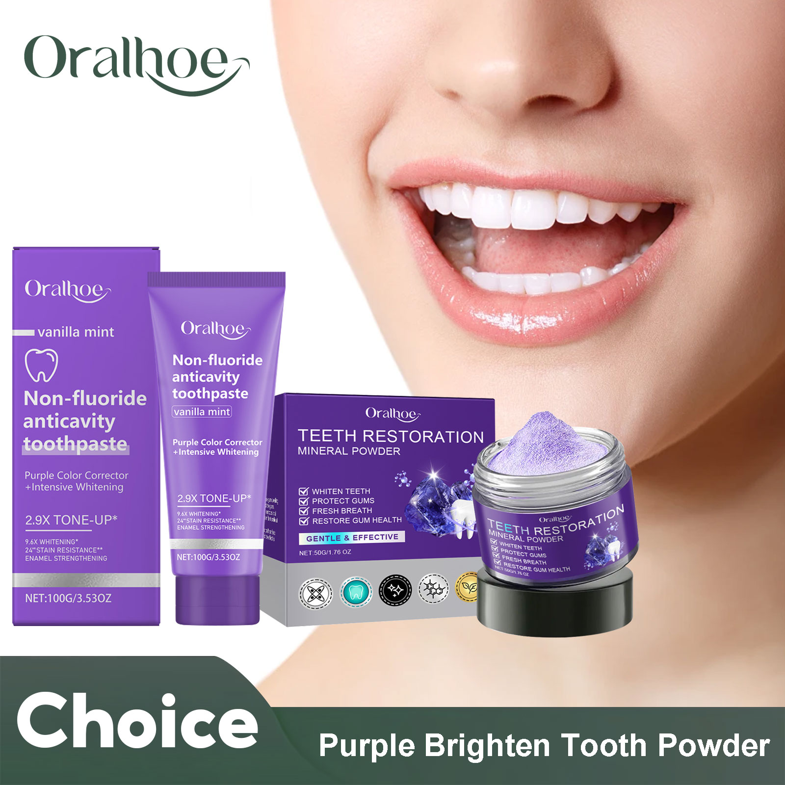 Teeth Whitening Cream - 치아 복원 미네랄 파우더 치아 미백,