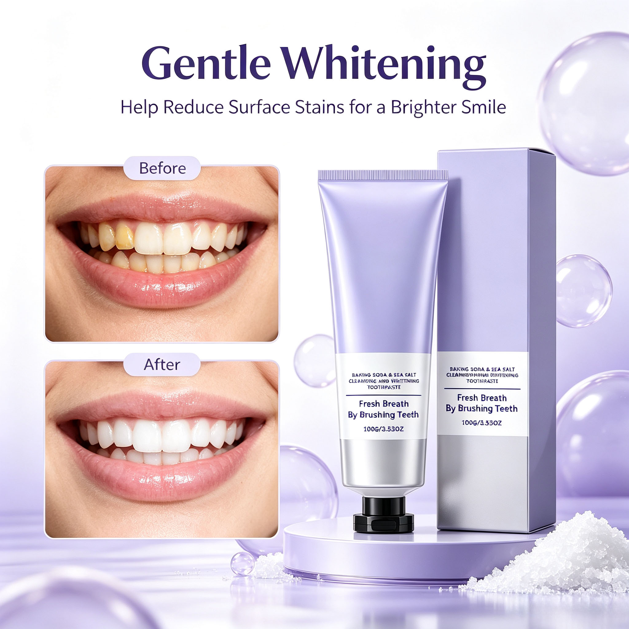 베이킹소다 & 해염 치약, 딥 클렌징, 치아 미백, 상 - Teeth Whitening With Baking Soda 리뷰 및 가격