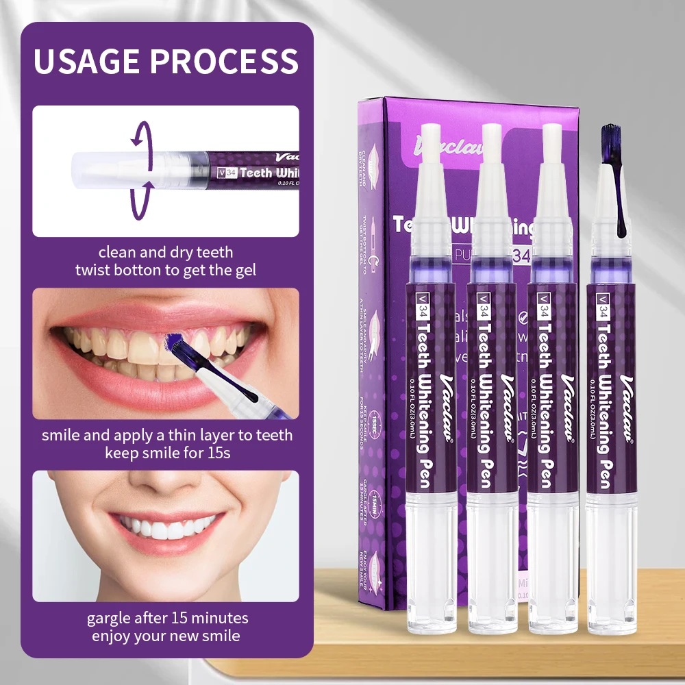 바츨라프 V34 퍼플 치아 미백 젤 펜, 얼룩 제거 및 - Teeth Whitening App 리뷰 및 가격