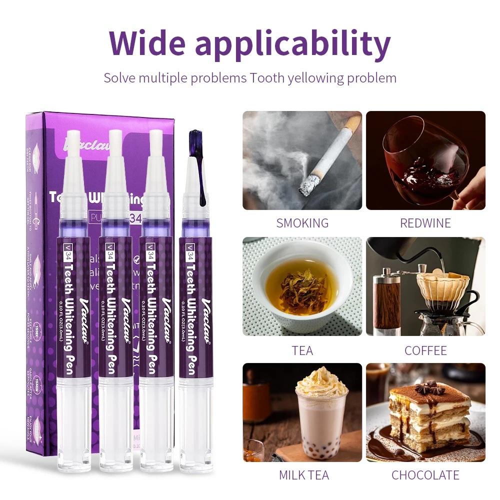 바츨라프 V34 퍼플 치아 미백 젤 펜, 얼룩 제거 및 - Teeth Whitening App 리뷰 및 가격